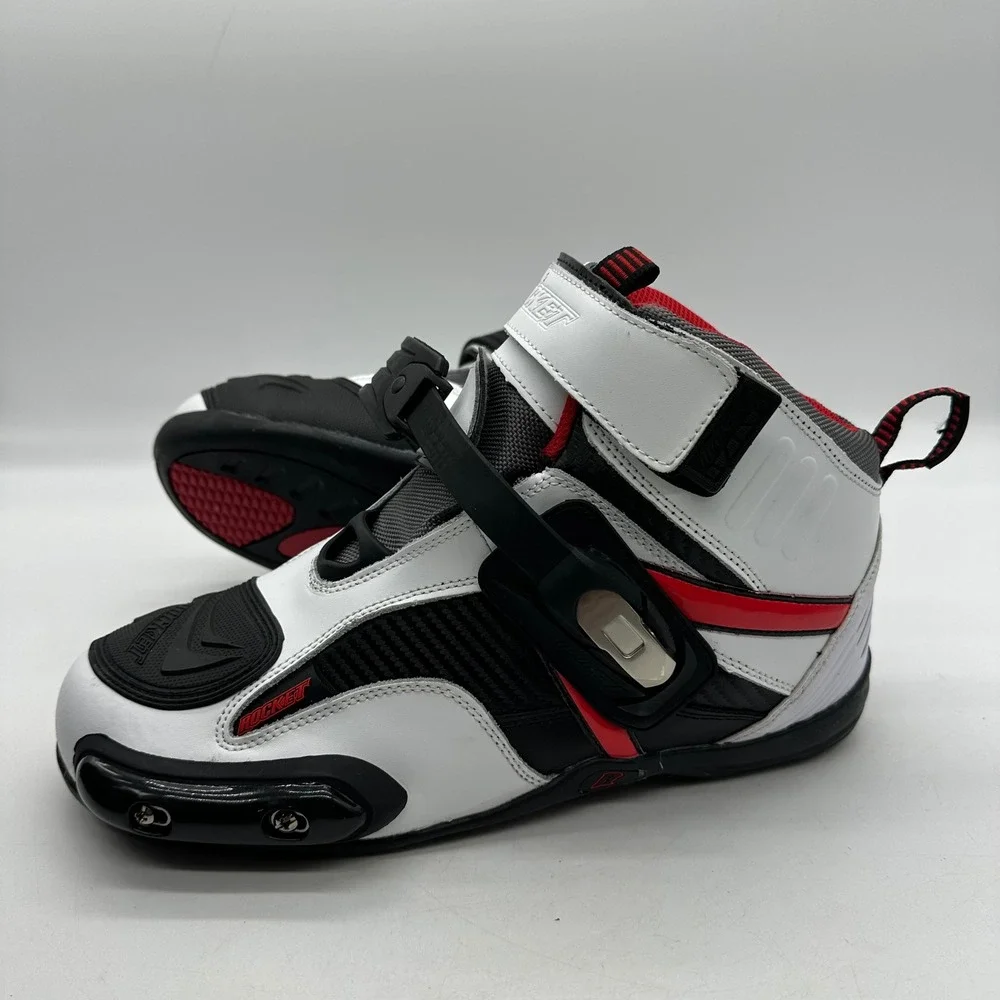 Joe Rocket 1387-3011 Mens 11 White Atomic Motorcycle Riding Boots Broken Strap